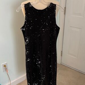 Eva Varro Sparkling Black and Silver Midi Dress